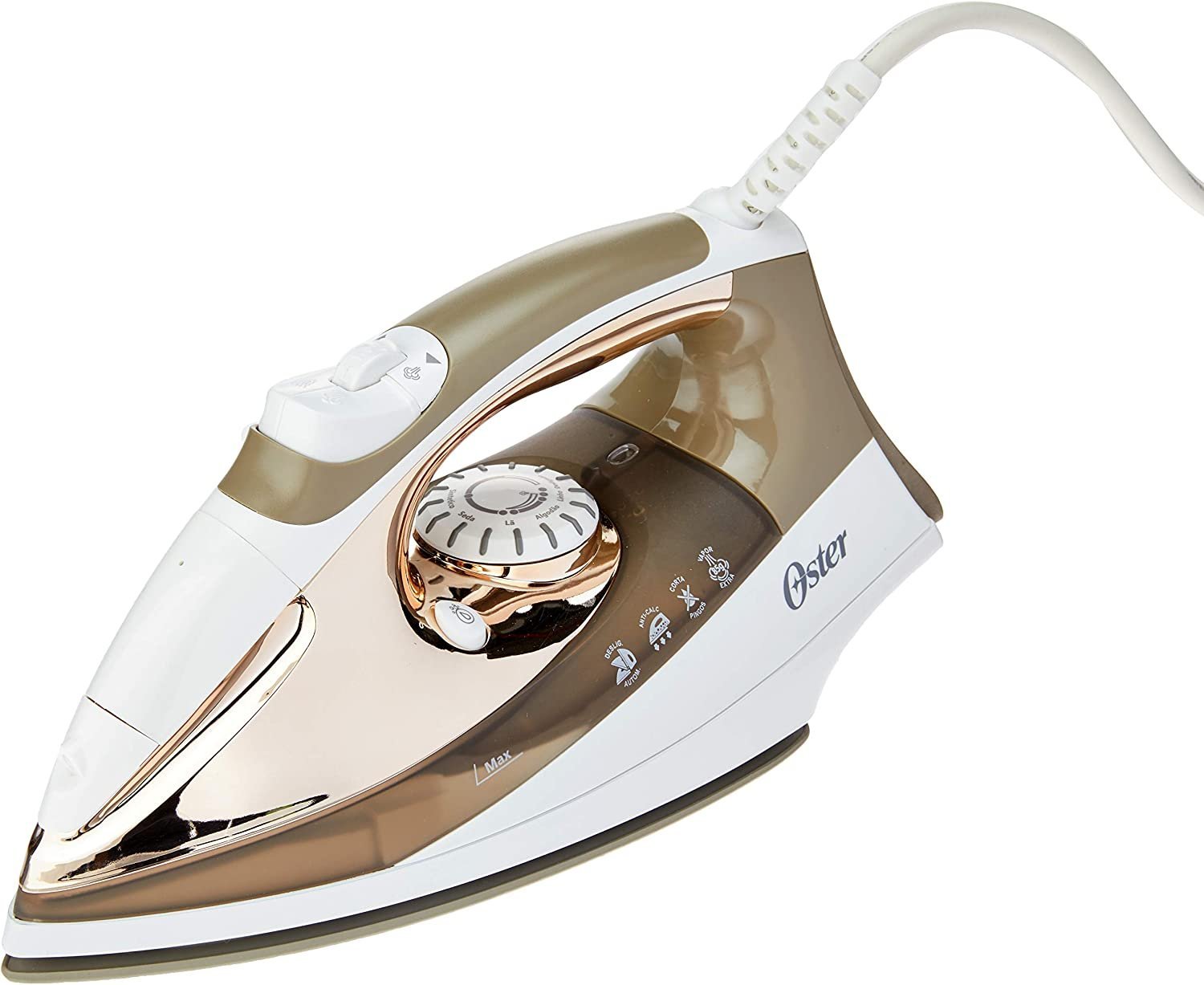 Ferro A Vapor Oster Ultra Care, Base Cerâmica Aerodinâmica, 220V, Champagne/Branco, 2200W, GCSTSP6206